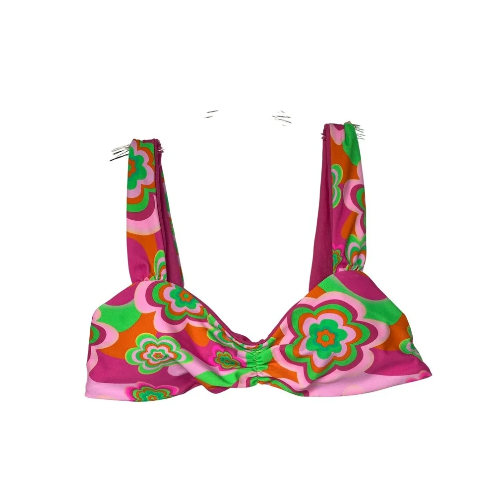 Bingo Surf Tropidelic Bikini Set Flower Power‎ Pink Orange Green Swimsuit XL
